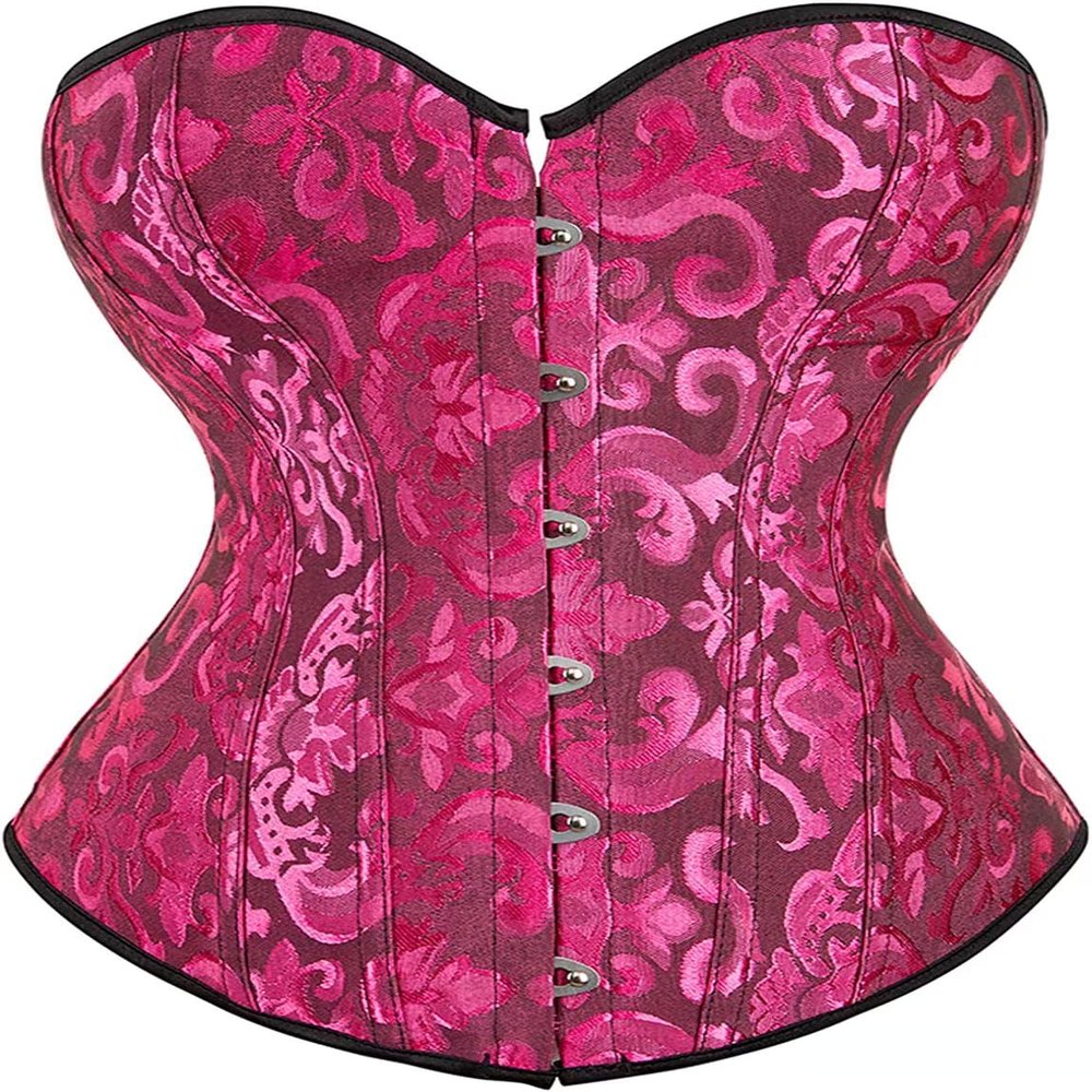 ADELCE Plus Size Corsets for Women Sexy Brocade Lace up Overbust Corset Waist Cincher Shapewear Bustier Top Black Rose 5XL