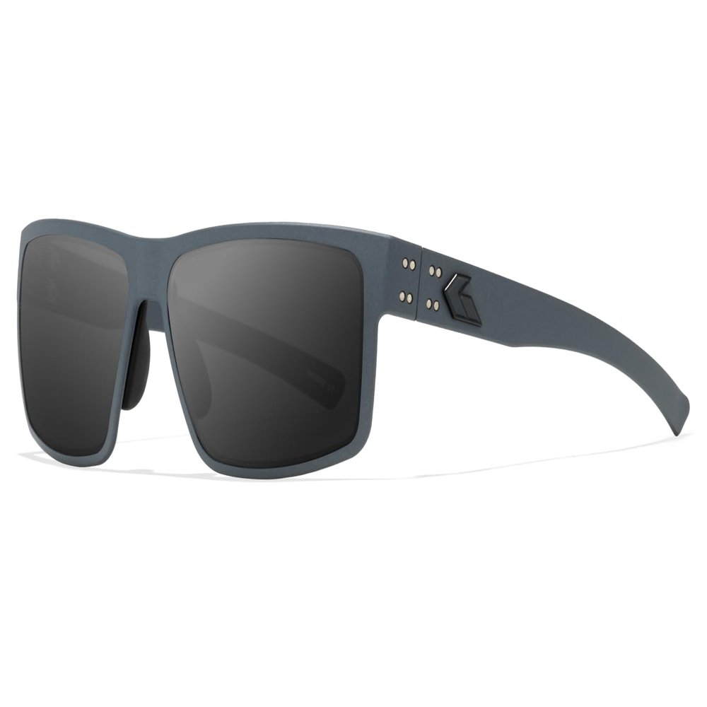 Gatorz Rig Non-Polarized Hand Crafted Aluminum Sunglasses - Made in the USA (Slate with Black Logo/Smoke Non-Polarized) - GZ-14-100