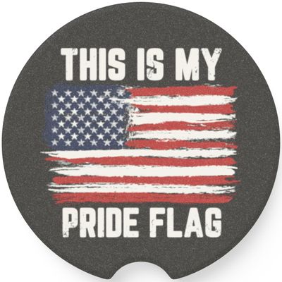 Coasters for Car and Truck Cup Holders 2 Pack Absorbant Soapstone Drink Coasters for Vehicle Cupholders for Men Women (This Is My Pride Flag)