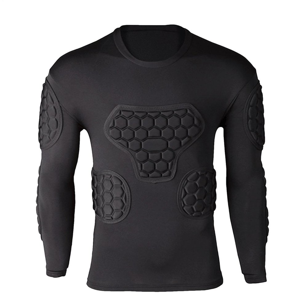 Baseball Compression Shirt, Goalkeeper Long Sleeve Jersey, Soccer Padded Shirt | Padded Compression for Baseball Basketball Adults and Kids