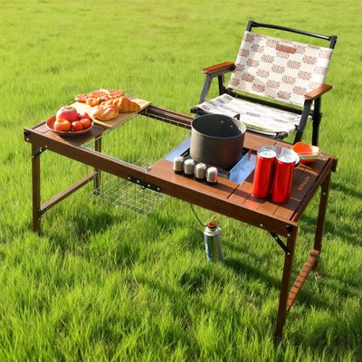  Camping Kitchen Table, Large Outdoor Camping Kitchen Station with Burner Single Portable Folding Cooking Tables Storage Organizer for Picnic BBQ Beach (Camping Kitchen with Burner)