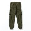 LANZIYAYA Kids Boys Cargo Pants with Pockets, Drawstring Waist, Elastic Leg Opening, Earthy Yellow, Army Green, Dark Gray, Black 6-14 (US, Age, 6 Years, Army Green) view 2