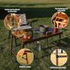  Camping Kitchen Table, Large Outdoor Camping Kitchen Station with Burner Single Portable Folding Cooking Tables Storage Organizer for Picnic BBQ Beach (L Shape Camping Kitchen with Burner) view 3