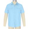 NineFit Basics Mens Button Down Short Sleeve Shirts Tall Mens Fashion Casual Lapel Cotton Linen Solid Shirts with 2 Breast Pocket Light Blue, Large view 2
