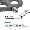 BOWOD MTB Pedals Wide Mountain Bike Pedals Adult, Lightweight Nylon Fiber Composite Bicycle Platform Pedals, Grippy Pedals w 12 Pins, Cr-Mo Spindle w 2 Bearings, Flat Pedals for BMX Bike 9/16" Grey view 4