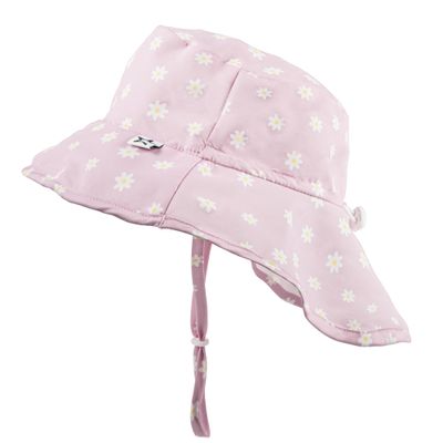 Tiny Twinkle Sun Protection Baby Flap Hat with UPF 50+ Sun Protection for Baby and Toddler Boys and Girls(Pink Daisy,9-18 Months)