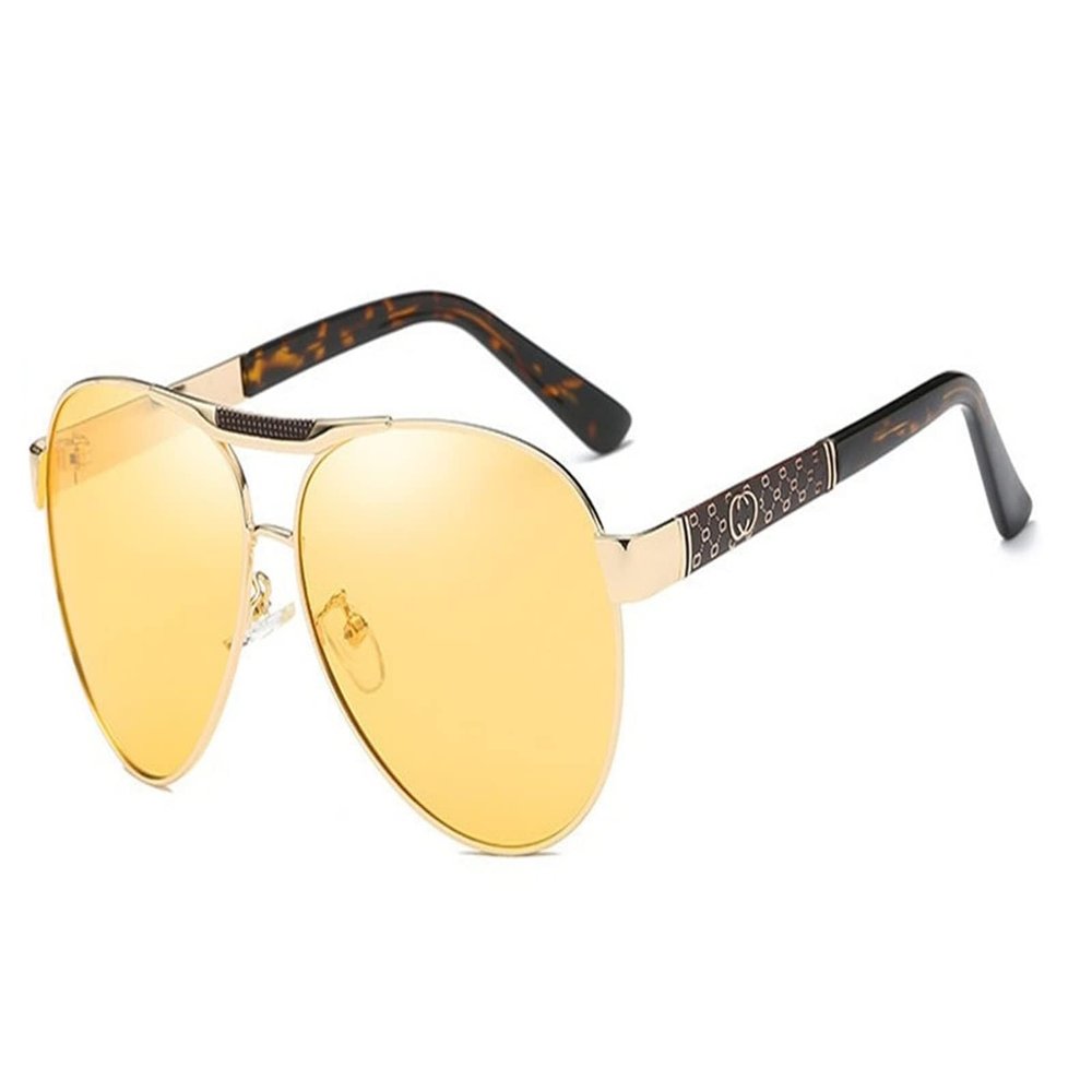 WIVKS Night Driving Glasses Anti Glare Polarized UV400 Night Vision Yellow Driver's Sunglasses for Men Cycling Fishing Golf (Golden), Large
