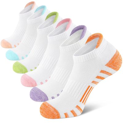 Airacker Athletic Running Ankle Cotton Socks, Low Cut Cushioned Performance Anti-Blister Tab Sports Socks for Men Women 6 Pairs