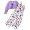 6T Toddler Little Girl 2 Piece Fall Outfits Long Sleeve Ribbed Knitted Cardigan And Sleeveless Floral Jumpsuit Spaghetti Strap Romper Wide Leg Pant Set Winter Clothes Spring Clothing 6-7T Years view 1