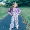 6T Toddler Little Girl 2 Piece Fall Outfits Long Sleeve Ribbed Knitted Cardigan And Sleeveless Floral Jumpsuit Spaghetti Strap Romper Wide Leg Pant Set Winter Clothes Spring Clothing 6-7T Years view 2