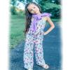 6T Toddler Little Girl 2 Piece Fall Outfits Long Sleeve Ribbed Knitted Cardigan And Sleeveless Floral Jumpsuit Spaghetti Strap Romper Wide Leg Pant Set Winter Clothes Spring Clothing 6-7T Years view 3