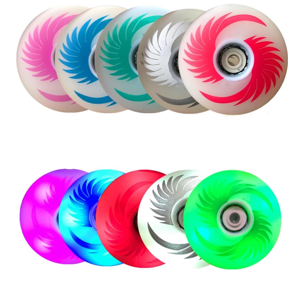 8 Pack Light Up Inline Skate Wheels Roller skate Wheels with ABEC-9 Bearing 72mm 76mm 80mm Inline Skate Replacement Wheels 85A for Indoor & Outdoor (Blue)