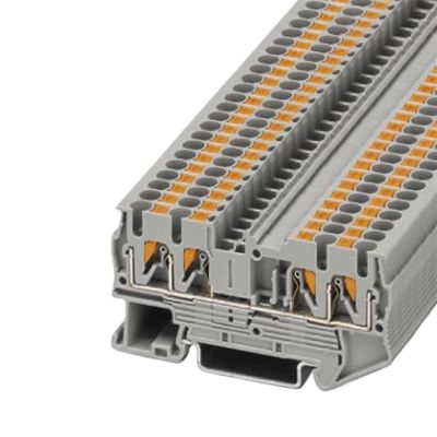 10pcs Fast Wiring Connector PT2.5-Quattro Din Rail Combined Push in Spring Screwless Terminal Block PT-2.5QUATTRO PE(Gray)