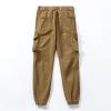 LANZIYAYA Kids Boys Cargo Pants with Pockets, Drawstring Waist, Elastic Leg Opening, Earthy Yellow, Army Green, Dark Gray, Black 6-14 (US, Age, 12 Years, Earthy Yellow) view 2