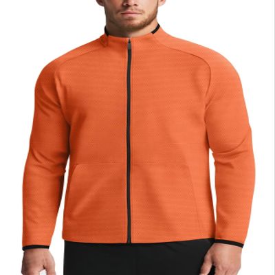 Zengjo Mens Zip Up Jacket Athletic(Orange,M)