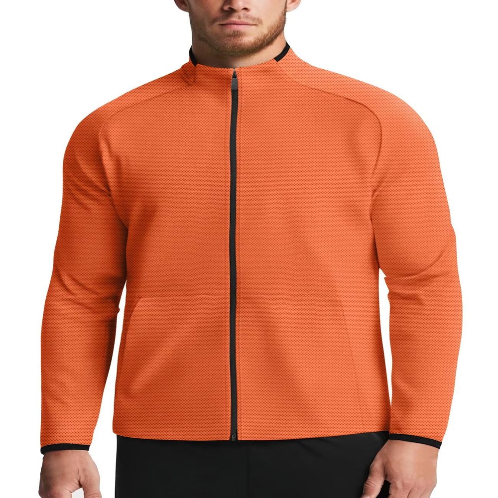Zengjo Mens Zip Up Jacket Athletic(Orange,M)