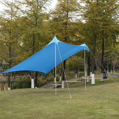 MiBoce Pop Up Beach Tent Sun Shelter, 210 * 210cm Portable Beach Tent Canopy, with 2 Iron Poles, Sand Shovel, Ground Pegs, Windproof Ropes, Waterproof Carry Bag, for Beach, Camping, Fishing, Outdoors