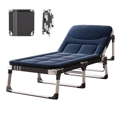 Fold up Beds for Adults 5 Speed Adjustable Backrest Portable Folding Bed Cot Lounge Chair for Beach Lawn Camping with 40mm Aluminum Tube Rack(Blue)