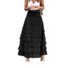 Women's A-line Cake Skirt with Elastic Waist Medium Length mesh Skirt (US, Alpha, One Size, Regular, Regular, Khaki) view 2