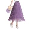 Women's A-line Cake Skirt with Elastic Waist Medium Length mesh Skirt (US, Alpha, One Size, Regular, Regular, Khaki) view 3