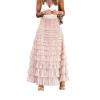 Women's A-line Cake Skirt with Elastic Waist Medium Length mesh Skirt (US, Alpha, One Size, Regular, Regular, Khaki) view 4