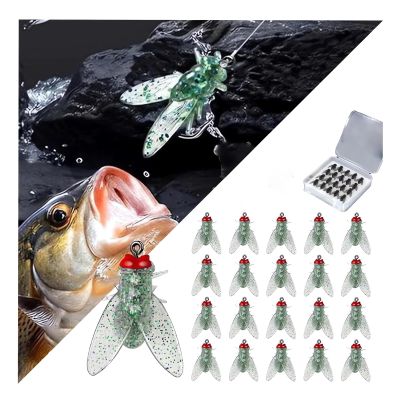 Bionic Fly Fishing Bait (20PCS) - 2024 New Trout Jigs Swimbaits Dry Flies Bass Fly Fishing Lures Kit, Saltwater  Freshwater Flies Spinner Swim Baits Fly Fishing Hook Panfish Lures Set (Green, 12mm)