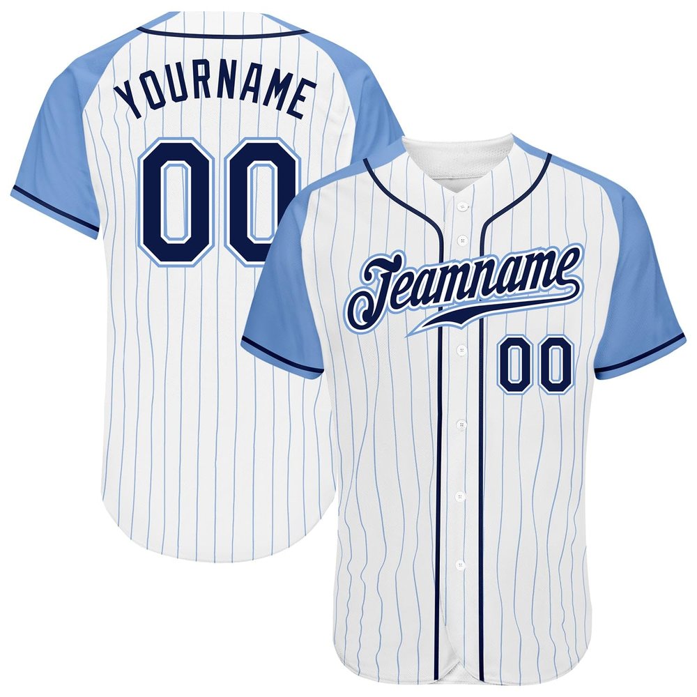 NineFit Basics Custom White Pinstripe Baseball Jersey, Printed Stitched Personalized Name Number, Navy Blue Baseball Shirt Men Women Youth