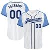 NineFit Basics Custom White Pinstripe Baseball Jersey, Printed Stitched Personalized Name Number, Navy Blue Baseball Shirt Men Women Youth view 1