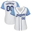 NineFit Basics Custom White Pinstripe Baseball Jersey, Printed Stitched Personalized Name Number, Navy Blue Baseball Shirt Men Women Youth view 2