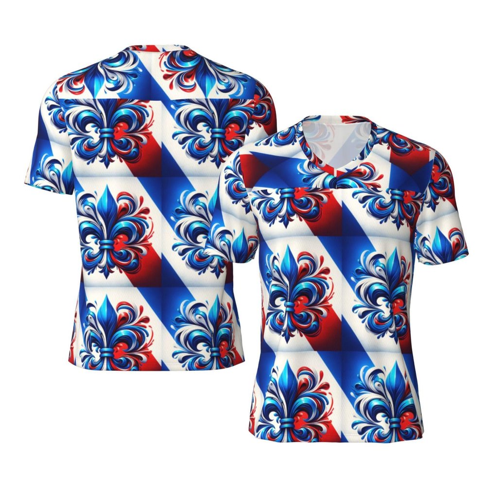 Stylish Athletic Sports Jersey Fleur-De-Lis-France Men's Rugby Jersey Medium Black