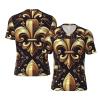 Stylish Athletic Sports Jersey Gold-Luxury-Fleur-De-Lis Men's Rugby Jersey Large