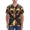 Stylish Athletic Sports Jersey Gold-Luxury-Fleur-De-Lis Men's Rugby Jersey Large view 2