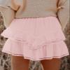 Aoudery Flowy Shorts for Women Casual Boho Ruffle Tiered Skorts High Waist Mini Skirts Golf Tennis Butterfly Crochet Shorts - All Peach S view 2