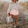 Aoudery Flowy Shorts for Women Casual Boho Ruffle Tiered Skorts High Waist Mini Skirts Golf Tennis Butterfly Crochet Shorts - All Peach S view 3