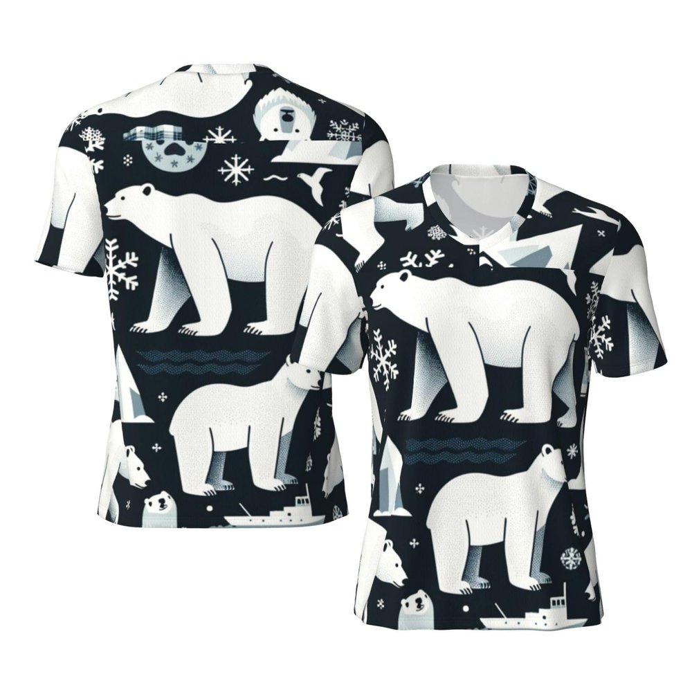 Stylish Athletic Sports Jersey Polar-Bear-White-Snowflake Men's Rugby Jersey X-Large