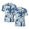 Stylish Athletic Sports Jersey Fleur-De-Lis-Watercolor Men's Rugby Jersey Medium Black