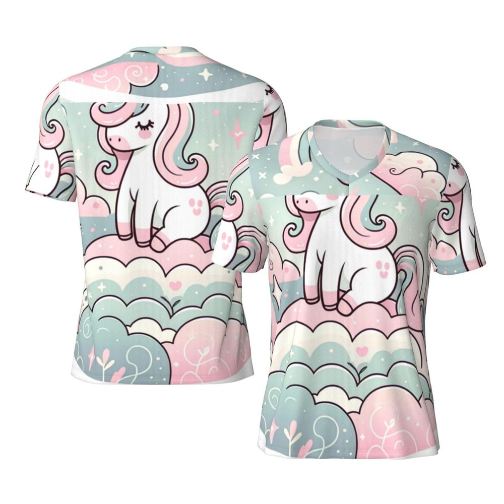 Stylish Athletic Sports Jersey Cute-Animal-Rainbow Men's Rugby Jersey Medium