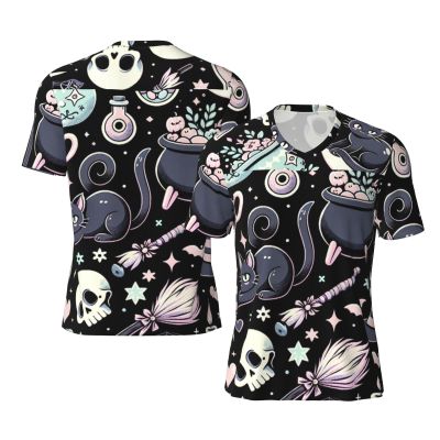 Stylish Athletic Sports Jersey Goth-Witch-Creepy-Halloween Men's Rugby Jersey Large Black