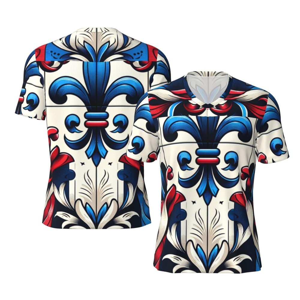 Stylish Athletic Sports Jersey Fleur-De-Lis-France-Flag Men's Rugby Jersey Small