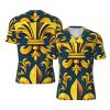 Stylish Athletic Sports Jersey Fleur-De-Lis-Gold-Blue Men's Rugby Jersey Small