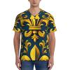 Stylish Athletic Sports Jersey Fleur-De-Lis-Gold-Blue Men's Rugby Jersey Small view 2