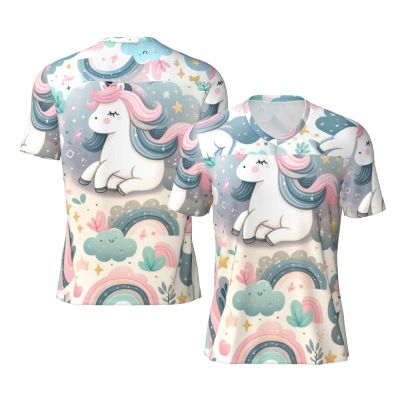 Stylish Athletic Sports Jersey Rainbow-Animal-Cartoon Men's Rugby Jersey Small