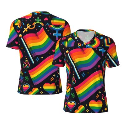Stylish Athletic Sports Jersey LGBT-Gay-Pride-Rainbow Men's Rugby Jersey Large