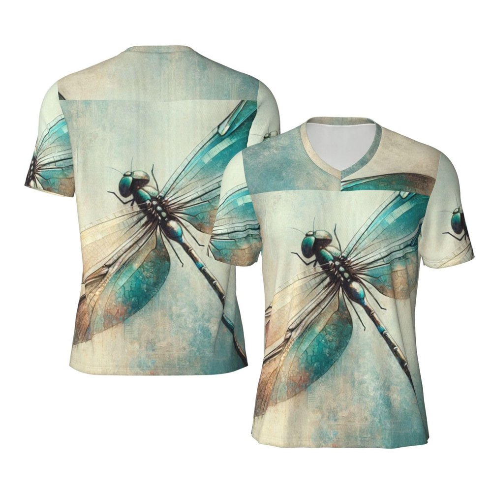 Stylish Athletic Sports Jersey Grunge-Dragonfly-Bug Men's Rugby Jersey Small Black