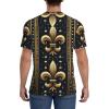 Stylish Athletic Sports Jersey Gold-Fleur-De-Lis-Pattern Men's Rugby Jersey Small view 4