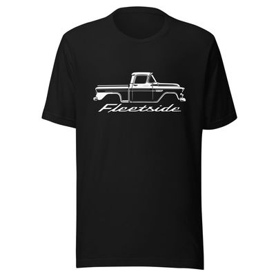 1958 Chevy Apache Fleetside Tshirt for Antique Pickup Truck Owners tee Black