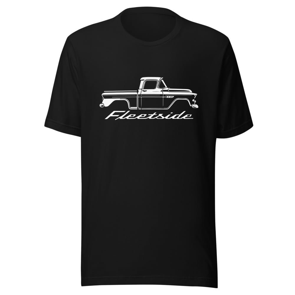 1958 Chevy Apache Fleetside Tshirt for Antique Pickup Truck Owners tee Black