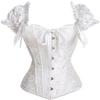 ADELCE Women's Fashion Ruched Sleeves Bridal Overbust Steel Boned Waist Cinching Corset Bustier White 2XL view 1