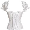 ADELCE Women's Fashion Ruched Sleeves Bridal Overbust Steel Boned Waist Cinching Corset Bustier White 2XL view 2