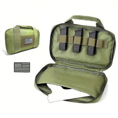 GAZJYUSP Tactical Pistol Case Firearm Soft Gun case for Shooting Range Outdoor Hunting Handgun Bag for Full-Size Handguns and Magazines Storage Soft Gun Carrying Storage Bag (Green)